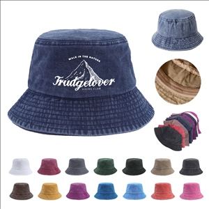 Customizable Washed Cotton Vintage Bucket Hat